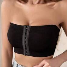 1pc Esselegance Strapless Seamless Push-Up Bandeau Tube Bra - Wire-Free Non-Slip Design, High-Stretch & Breathable For Backless Dresses, Everyday Comfort - 黑色 - 查看 2