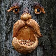 Outdoor Tree Face Wall Art - Resin Old Man Face Sculpture - Bird Feeder With Face. Add Diversity To Your Yard And Garden. - Multiple Styles - View 7