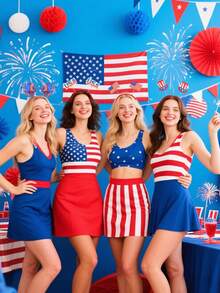 8pcs/Set American Independence Day Patriotic Headbands, USA Flag Headbands, Suitable For Independence Day, Memorial Day, Veterans Day Theme Party Decorations And Gifts (Random) - Multicolor - View 5