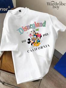 Disney Short Sleeved Round Neck Printed T-Shirt, Cartoon Pattern Printed T-Shirt, 2026 New Model, Family Vacation Travel T-Shirt, Father's Day And Mother's Day T-Shirt, Parent Gift, High-Quality Pure Cotton T-Shirt, Suitable For All Seasons, Comfortable And Breathable | Exquisite Design | The Best Choice For Gift Giving - 白色 - 查看 2