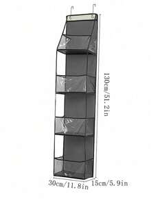 1pc 4-Tier Black Hanging Storage Box, Wall-Mounted Cosmetic Organizer, Large Capacity, Black Rack With Transparent Window, Suitable For Nursery, Bathroom, Closet, Bedroom, Dorm, Baby Diapers, Children Toys (4-Tier Black) - Multicolor - View 8