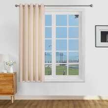 1pc/2pcs Light Filtering Curtains/Top Tie Solid Curtains/Light Balancing Filtering Sunlight Curtains, Multiple Sizes & Colors Available, Faux Linen Texture Suitable For Living Room, Bedroom, Kitchen, Home, Farmhouse, Rustic Decor, Beige Curtains - Beige - View 17