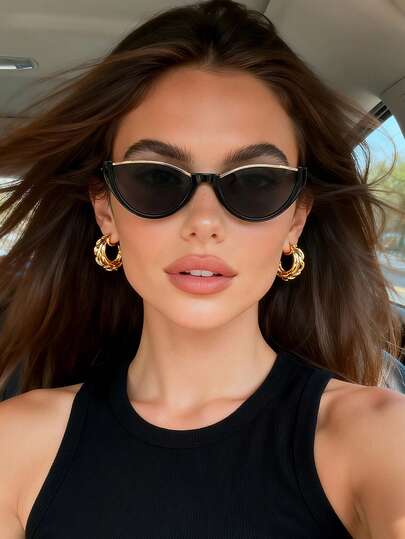 1 Pair Fashionable Y2K Black Glasses, Suitable For Beach And Travel, Retro Half-Frame Wayfarer Glasses, Suitable For Outfits And Back To School Season
