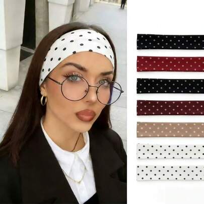 3/5 piezas Diademas anchas con estampado de lunares minimalista y de moda, suaves, antideslizantes y de alta elasticidad, para yoga, deportes, uso diario y al aire libre, accesorios de cabello versátiles y cómodos para mujeres, rentables para todas las estaciones, accesorios para el cabello, lazos para el cabello, accesorios para el cabello para mujeres, cosas para el cabello, scrunchies para el cabello, verano, playa