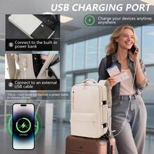 YSTELLAA Small Carry-On Backpack 45x20x30cm For Ryanair, Travel Backpack Bag For Airplanes With 14-Inch Laptop, Eurowings For Men And Women - 米色 - 查看 5