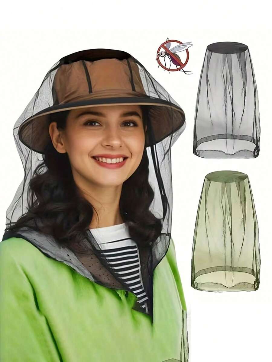 防蚊网帽，户外露营钓鱼帽，细网面罩，男女通用防晒帽，远足、钓鱼、露营、园艺和户外活动的必备配件