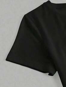 CAMISETA DE CUELLO REDONDO MANGA CORTA IDEAL PARA TI CON ESTAMPADO DE OSITA COOL. - Negro - Ver 4