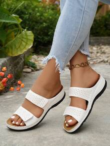 女士坡跟凉鞋，时尚鞋履 - 白色 - 查看 2