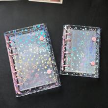 1pc A6/A7/A8 Transparent Double-Ring Binder/Sticker Notebook, Sticker Notebook, Loose-Leaf Binder, Sticker Storage, Pencil Case, Sticker Notebook Binder, Refill Inner Pages, Sticker Notebook, Loose-Leaf Notebook - Multicolor - View 9