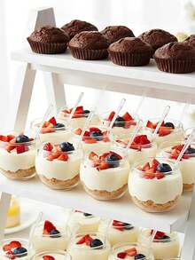 10/20个装塑料甜点杯，带勺子，酸奶杯/水果杯/开胃菜杯，适合派对，迷你甜点杯，可盛放布丁、水果、冰淇淋，婚礼用品 - 透明 - 查看 6