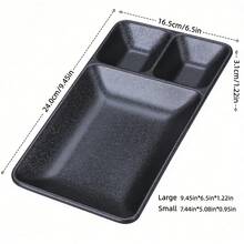 1pc New Black Carbon Fiber Long Plate, Sauce Dish, Rectangular Plate, Oval Plate, 3-Compartment Plate / Melamine Tableware, Material, Clear Carbon Fiber Texture, Minimalist Design, Versatile, Wear-Resistant, Scratch-Resistant, Impact-Resistant, Easy To Clean, Suitable For Home And Restaurant - Black Carbon Fiber - View 2