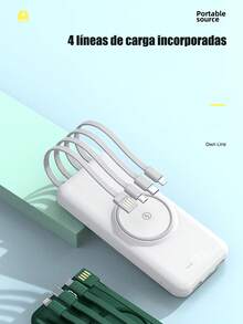 Built-In 20000 MAh Power Bank, Wireless Fast Charging Power Bank With 4 Micro USB Type-C Cables For IPhone And Android - Black - View 3