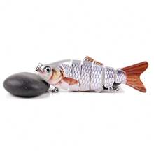 Mồi giả bơi khớp nối bán chạy nhất, dài 10cm, nặng 16.7g, 6 đoạn, có bi tạo tiếng kêu, trọng lượng tăng dần, chuyển động bơi sống động, mồi cứng dành cho câu cá vược. - Nhiều màu - Xem 16