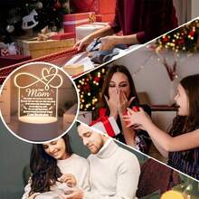 1个3D亚克力雕刻小夜灯，USB供电，带开关按钮，粉色灯光，是送给妈妈的完美生日、圣诞节、感恩节、母亲节礼物。 - 黃色 - 查看 9