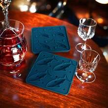 Khay làm đá viên silicon hình cá mập 4 ngăn, Khuôn nướng silicon chống dính dùng để làm đá viên, sô cô la, bánh quy, Khuôn tiệc bếp sáng tạo, Vật dụng thiết yếu cho những người yêu thích món tráng miệng - Nhiều màu - Xem 8