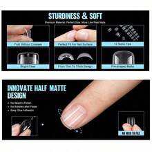 Short Square Nail Tips, 120pcs/Set Half Matte Acrylic Pre Filed Soft Gel Nail Tips, Press On Nails Full Cover Pre Shaped 12 Sizes Gel X Nail Tips False Nails Beginner And Nail Salon Nail Supplies - Thông thoáng - Xem 8