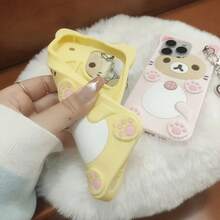 Cute Cartoon 3D Rilakkuma Phone Case For 17 16 15 14 13 12 11 Pro X XS Max XR 6 7 8 Plus 5 5S SE Key Chain Pendant Cover - với màu hồng YSK - Xem 3