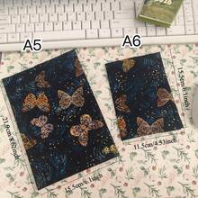1 pieza Funda de libro de tela con mariposas negras y de colores en tamaño A5/A6, funda de libreta de lino hecha a mano, protector de planificador, para embellecer y proteger libretas y libros - Una pieza - Ver 2