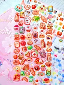 Pegatinas divertidas con relieve de dibujos animados japoneses, pegatinas decorativas de cristal y diamante para niños, pegatinas 3D, pegatinas 3D lindas para niños - Multicolor - Ver 1