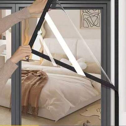 Cortina de ventana transparente de TPU, a prueba de viento, a prueba de polvo, membrana de aislamiento gruesa para puertas y ventanas, adecuada para uso doméstico en invierno