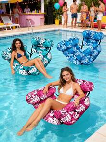 1pc Inflatable Floating Chair, Tropical Rainforest Leaf Design, With Armrests And Backrest, Suitable For Swimming Pool, Beach, Water, Resting Seat, Inflatable Floating Device. Inflation Pump Needs To Be Purchased Separately. - Leaf Floating Chair - View 5