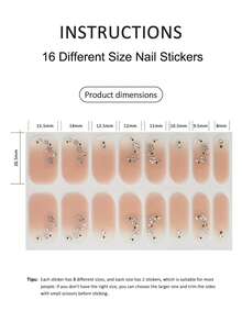 半固化凝胶美甲贴，果冻米色，16片装，无需UV灯，沙龙品质，持久耐用 - 藕粉色 - 查看 4