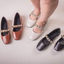 Women's Cow Print Ballet Flats With Square Toe, New Arrival With Beads - wysk mới - Xem 5