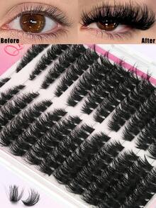 These 192-Cluster D-Style Curled And Finely Segmented False Eyelashes, With Mixed Lengths From 2-18mm, Effortlessly Create A Stunning Eye Makeup Look Suitable For All Occasions. These Lash Clusters And False Eyelashes Are Perfect For Enhancing Eye Allure, Making You Radiant In Any Setting. - D - 查看 2