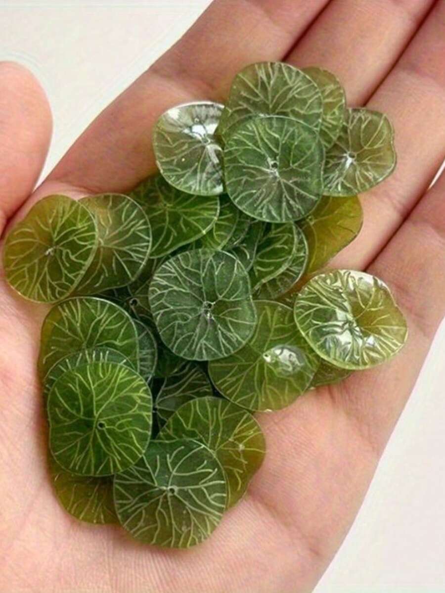5/10/15pcs Vintage 17MM Acetic Acid Lotus Leaf Flower Torus Spacer Beads For Hair Jewelry Crafting And Resin Additions - Green - View 1
