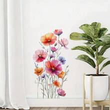 1/4pcs Watercolor Lotus Flower Wall Stickers, Removable Self-Adhesive Waterproof PVC Decals, Suitable For Decorating Living Rooms, Bedrooms, And Kitchen Backgrounds. - Wall Stickers - View 5