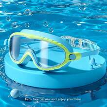 1/2-Piece Children's Anti-Fog And Waterproof Swimming Goggles, Made Of Silicone, Large Frame For High-Definition Vision, Suitable As A Holiday Gift For Both Boys And Girls, For The Fun Of Swimming. - Two Blue - View 5