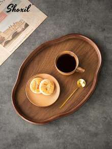 shoxil 1 Stück asymmetrisches Kosmetik-Organizer-Tablett aus Holz, dunkles Holz mit hohen Kanten, multifunktionales Tablett für Kosmetik, Schmuck, Parfüm, Couchtisch, Badezimmer und Eingangsbereich - Tablett - View 3