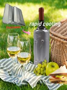 1pc Reusable Wine Bottle Cooling Sleeve With Flexible Ice Pack - Adjustable Collar And Elastic Strap, Perfect For Parties, Picnics, And Gifts - Multicolor - View 2