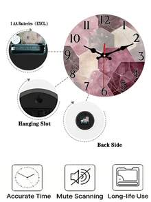 1 chiếc đồng hồ treo tường tròn bằng gỗ, kiểu dáng hiện đại tối giản, bề mặt vân đá cẩm thạch, hoạt động êm ái, không gây tiếng tích tắc, màu be/đỏ tía/xám/trắng/vân đá cẩm thạch, kim màu đen, thích hợp cho phòng khách, nhà bếp, văn phòng - 10 inch/12 inch (Không bao gồm pin), thiết kế phẳng 2D. - Nhiều màu - Xem 5