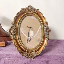 1件复古雕花相框，欧式风格，轻奢椭圆形镜面，可壁挂，油画风格相框，家居装饰|母亲节礼物，毕业礼物 - 彩色 - 查看 7