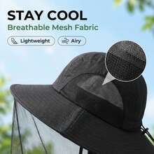 Mesh Face Mask Hat, Mosquito & UV Protection, Unisex Outdoor Fishing Sun Hat With Large Brim - Sun Hat - View 4