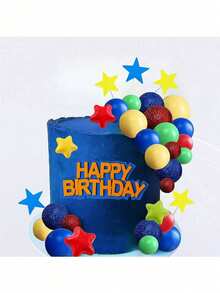 47pcs Cartoon Cake Decorating Set, Colorful Game Themed Cake Decorations, Birthday Cake Ball Decor, Colorful Star Cake Decorations, Red, Blue, Green And Yellow Color Schemes, Suitable For Cartoon Birthday Party And Baby Shower Cake Decorations - Multicolor - View 5