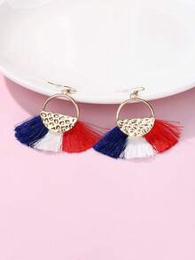 1 Pair Girls' Fashion Hollow Round Tassel Earrings, Suitable For Daily Wear And Festivals - Multicolor - View 4