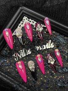 按压式假指甲 - 玫紅色 - 查看 2