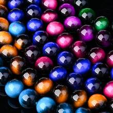 1串6/8/10毫米天然虎眼石珠子，彩色天然玛瑙宝石隔珠，散珠，适用于珠宝制作DIY时尚手链、项链、耳环 - 虎眼石 - 查看 5