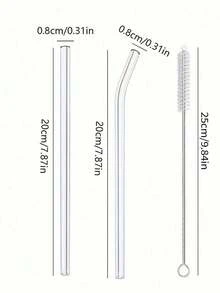 9pcs Glass Straws Set With Cleaning Brush - Reusable Straight & Bent Straws, Suitable For Beverages And Cocktails - Great For Home, Party, Bar, Bubble Tea Shop, Christmas Gift, Back To School - View 12