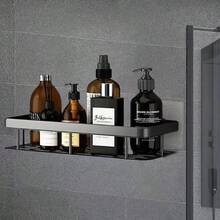 1pc/2pcs No-Drill Black Wall Mounted Shelving Unit, Shower Caddy Set, Space-Saving Hanging Organizer For Shampoo, Conditioner, Etc., Bathroom Storage Solution | Modern Bathroom Shelf, Shower Organizer, Space-Saving Storage, Easy Installation, Compact Design, Suitable For Small Bathrooms - Multicolor - View 5