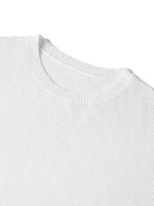 GRDR 男士菠萝图案圆领短袖针织衫，新款春夏连体上衣 T 恤 - 白色 - 查看 5