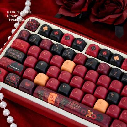Teclas de teclado Reina Roja, Teclas de alta calidad MOA de cinco lados con tinte sublimado en PBT compatibles con teclados mecánicos
