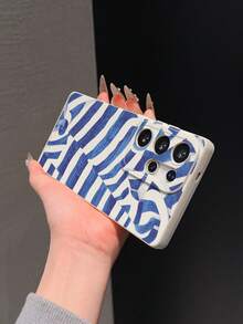 Striped Galaxy S26ULTRA S25ULTRA S26PLUS S24ULTRA S25FE S23 S22 A57 A56 A17 A07 A16 A55 Phone Case, Luxury, Beautiful Blue Striped Creative Cover, Suitable As Gift For Friends, Birthday, Soft Silicone Back, Camera Cutout, Wireless Charging Support - Multicolor - View 4