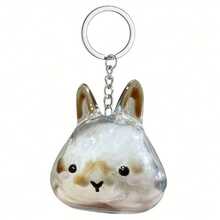 1 Standing Cat Rabbit Fur Ball Storage Pendant, Transparent Pet Fur Capsule Keychain, Pet Commemorative Twist Egg Bag Pendant Keychain - A - 查看 9