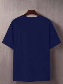 Manfinity Homme Men's Plus Size Solid Color Crew Neck T-Shirt - Royal Blue - View 2
