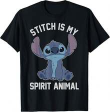 LILOS & STITCHS My Spirit Animal Portrait T-Shirt Boys Clothes,Boys Tshirt,Girls Clothes,Girls Tops,Tops For Women,Men Clothes,Mens Tshirts,Summer Tops,Graphic T Shirt,Tops For Going Out,Holiday Outfits For Women,Summer Holiday Outfits - Black - View 8