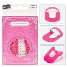 26 piezas de tiras de barrera de esmalte de uñas de plástico reutilizables, 10 tamaños, protectores de uñas curvos elegantes de color rosa, con 3 cintas adhesivas, guía de borde de uñas de fácil aplicación, adecuado para salón y manicura en casa - Multicolor - Ver 3