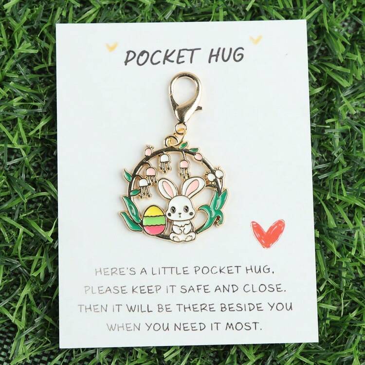 1pc/4pcs Cute Rabbit, Chick Keychain Pendant With Pocket Hug Card, Ideal Gift For Friends, Birthday, Party, Holiday, Perfect For Easter, Teacher's Day, Mother's Day, Father's Day - Multicolor - View 7